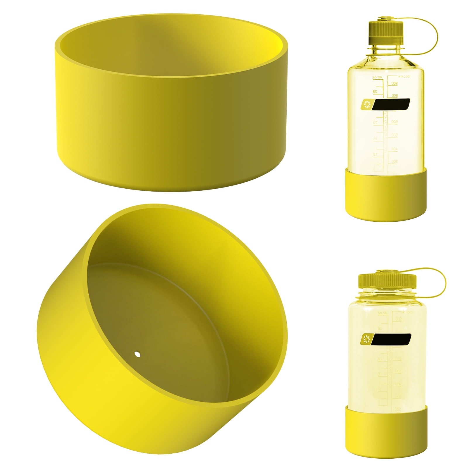 Linkidea 2 Pack Water Bottle Boot Compatible with Nalgene Sustain Wide Mouth 32oz/48oz, Narrow Mouth 32oz, Silicone Anti-Slip Bottle Bottom Bumper Protector (Yellow) Edition-QMY1