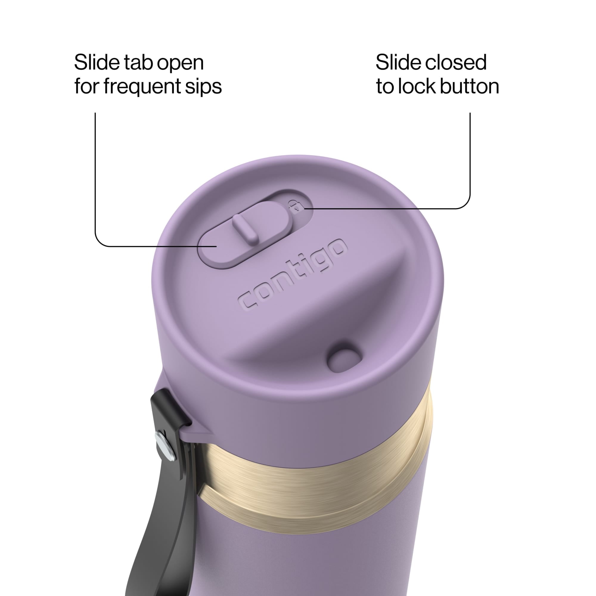 Contigo AutoSeal 16 oz Leakproof Water Bottle with Carrying Strap Edition-SMWH