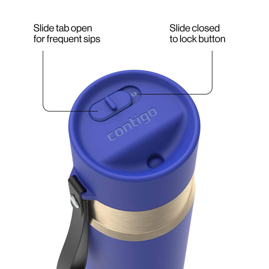 Contigo AutoSeal 16 oz Leakproof Water Bottle with Carrying Strap Edition-SMWH