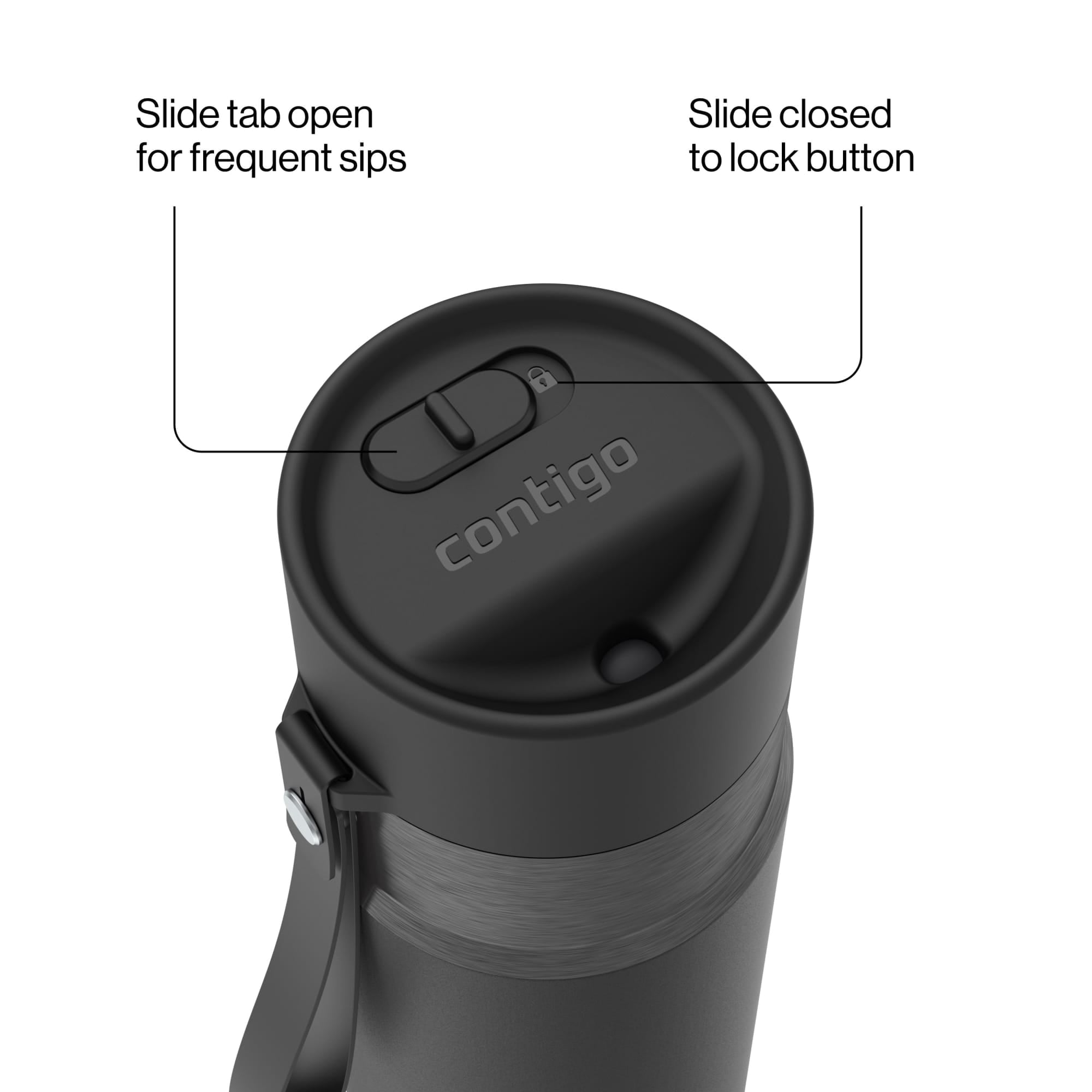 Contigo AutoSeal 16 oz Leakproof Water Bottle with Carrying Strap Edition-SMWH