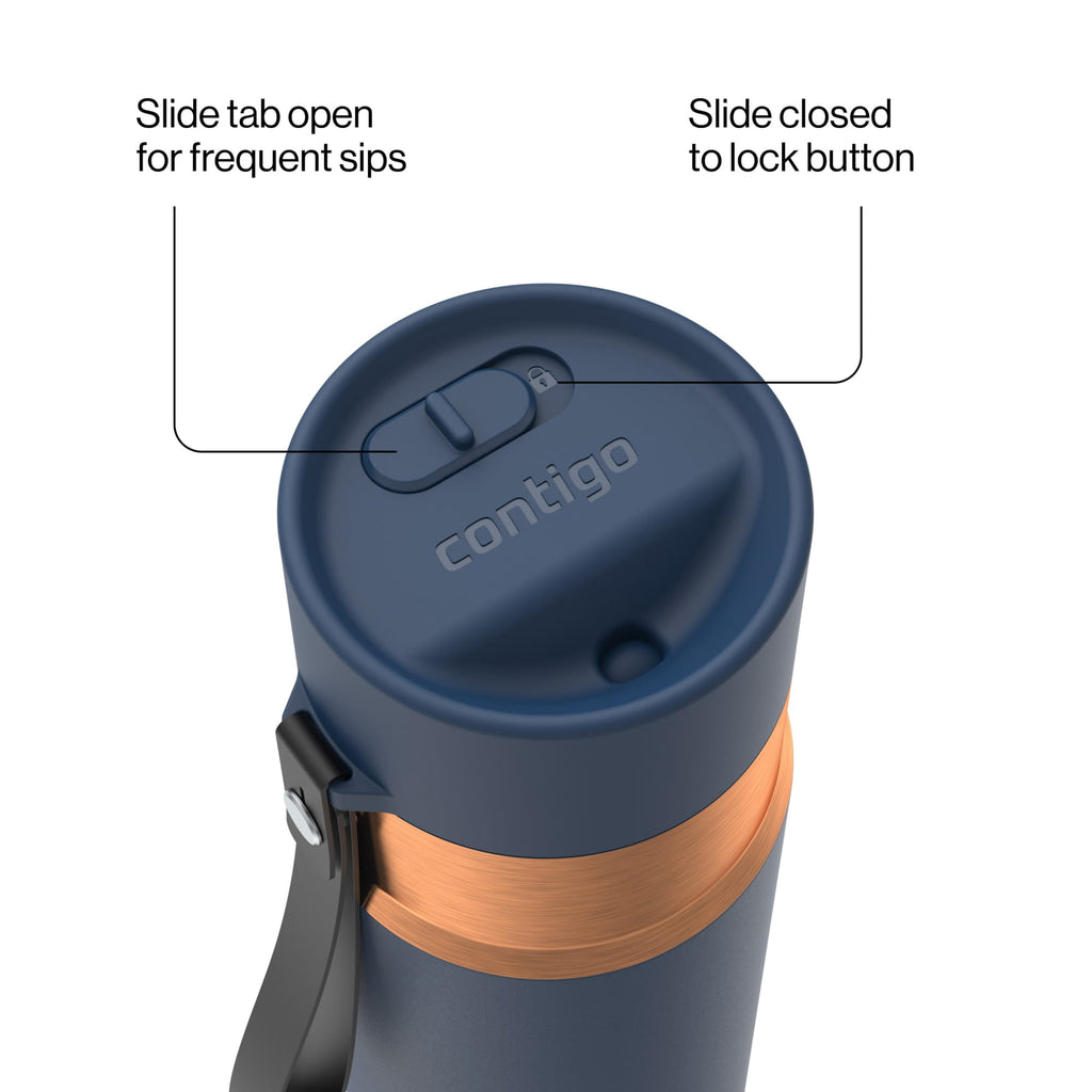 Contigo AutoSeal 16 oz Leakproof Water Bottle with Carrying Strap Edition-SMWH