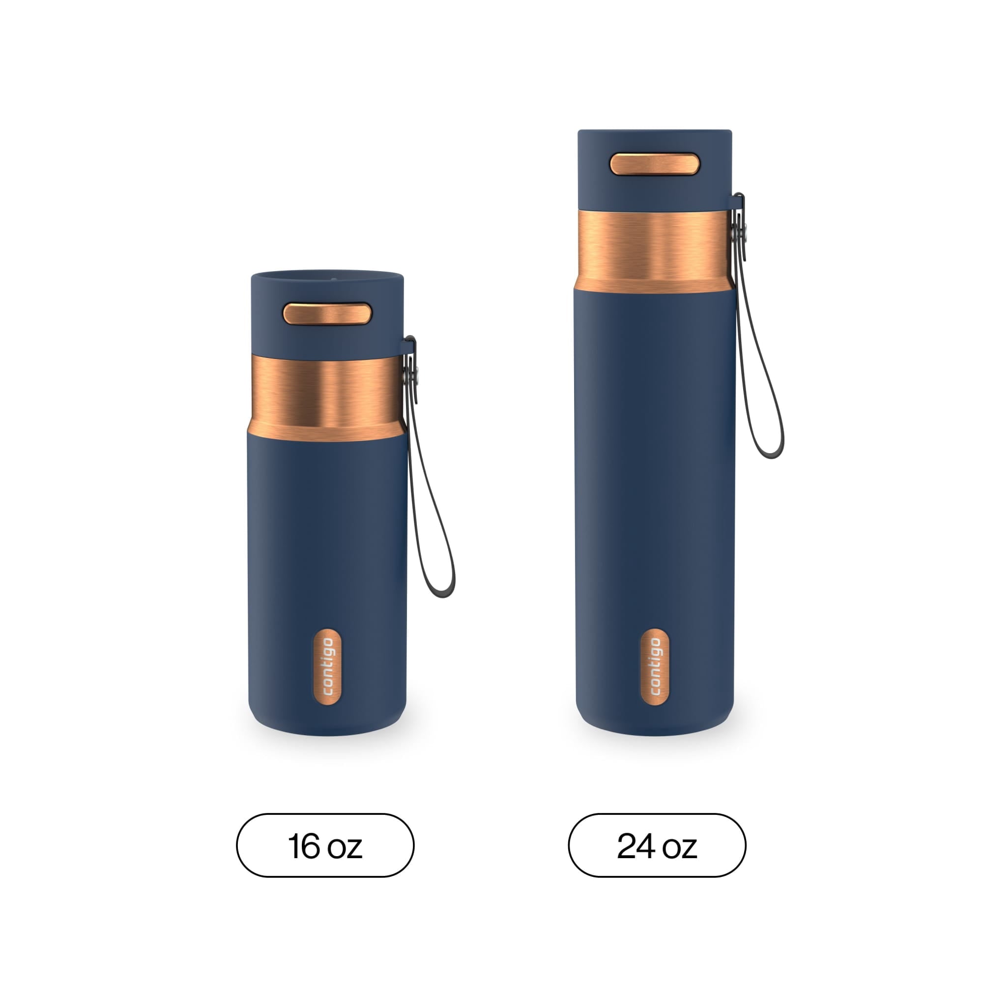 Contigo AutoSeal 16 oz Leakproof Water Bottle with Carrying Strap Edition-SMWH