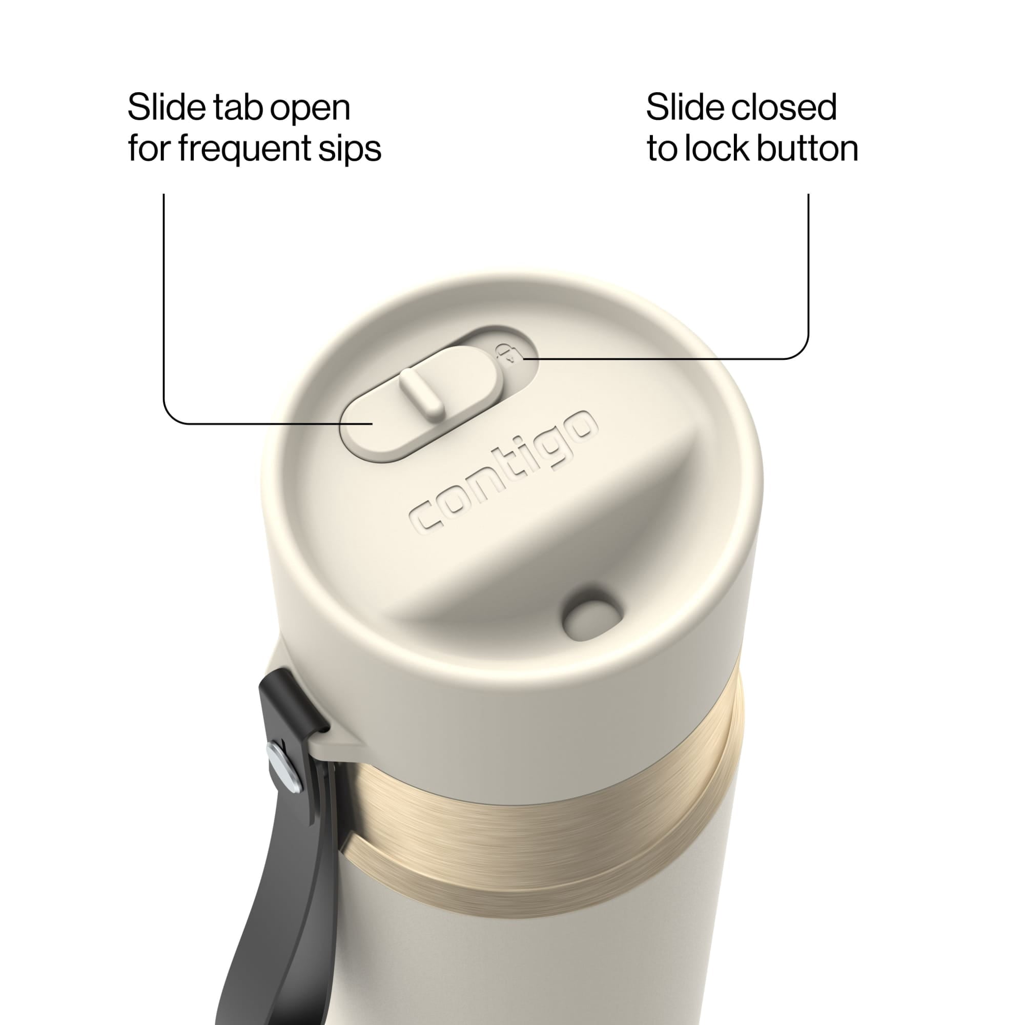Contigo AutoSeal 16 oz Leakproof Water Bottle with Carrying Strap Edition-SMWH