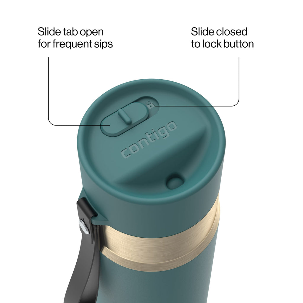 Contigo AutoSeal 16 oz Leakproof Water Bottle with Carrying Strap Edition-SMWH
