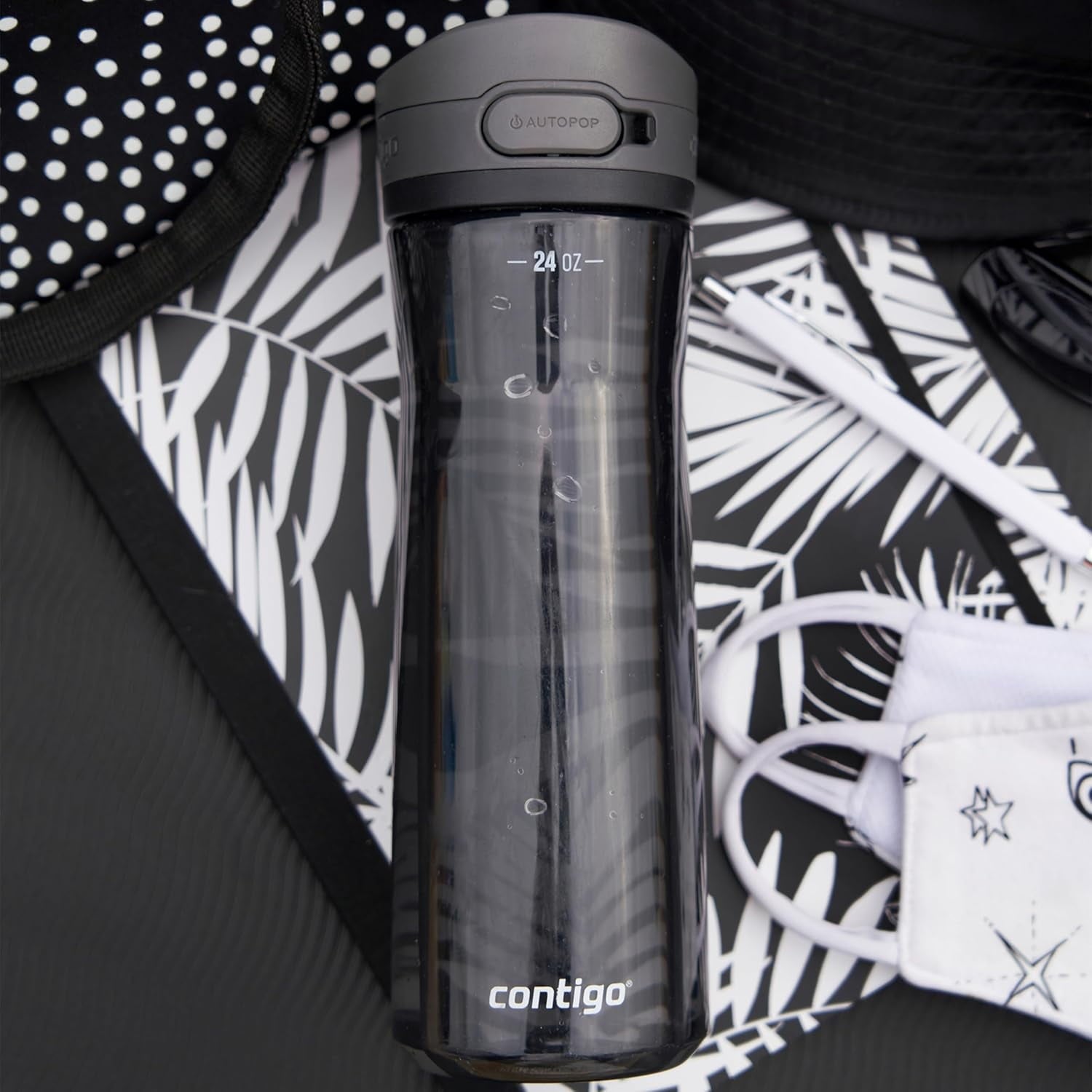 Contigo - Water Bottle with Leak-Proof and Locking Lid, BPA Free, 709ml Capacity, Black Edition-N1KX