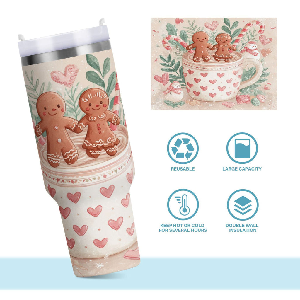 30 oz Insulated Stainless Steel Tumbler Double Wall Stainless Steel Tumbler with 2-Way Drinking Cute Christmas Design Edition-MQZW