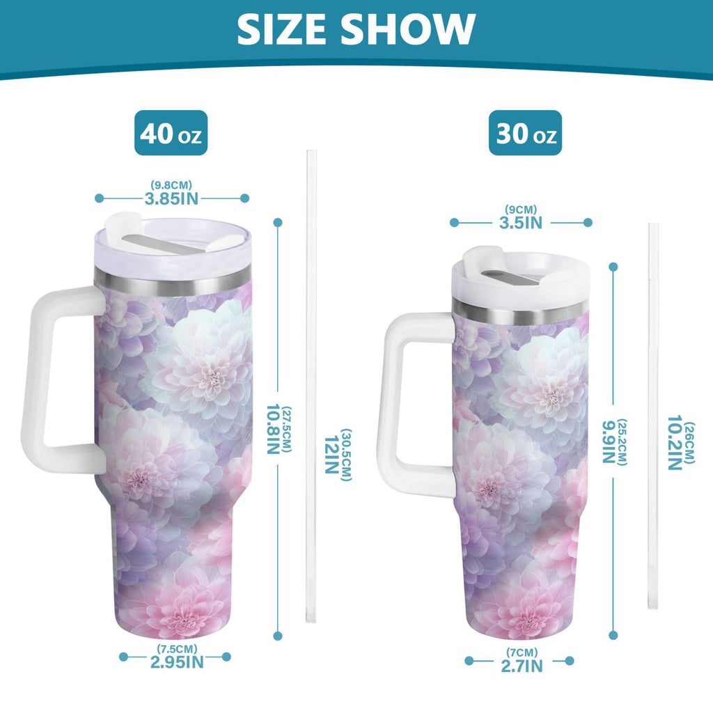 30 oz Insulated Stainless Steel Tumbler Double Wall Stainless Steel Tumbler with 2-Way Drinking Cute Pastel Watercolor Floral Edition-ZEBA