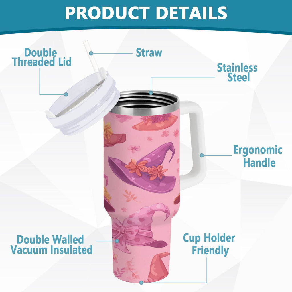 30 oz Insulated Stainless Steel Tumbler Double Wall Stainless Steel Tumbler with 2-Way Drinking Colorful Hat Pattern Edition-LR98