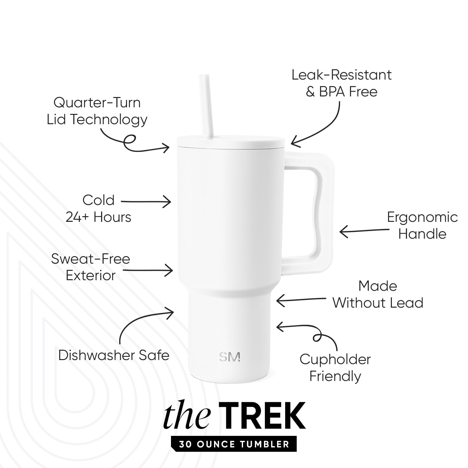 Simple Modern 30 fl oz Insulated Stainless Steel Trek Tumbler with Straw Lid | Seaglass Sage and Cream Checkmate Edition-16A6