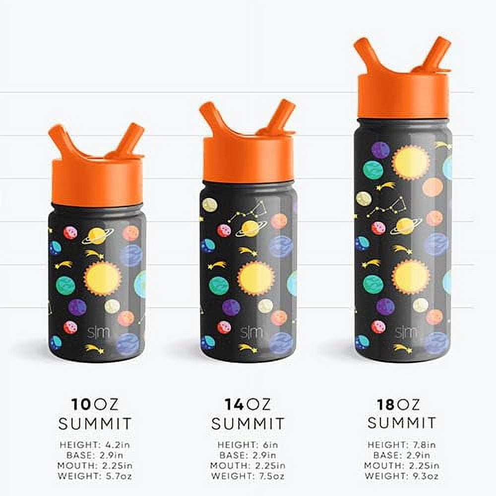Simple Modern Blippi Kids Water Bottle with Straw Lid | Insulated Stainless Steel Reusable Tumbler for Toddlers, Girls | Summit Collection | 14oz, Blippi Space Edition-NR5U