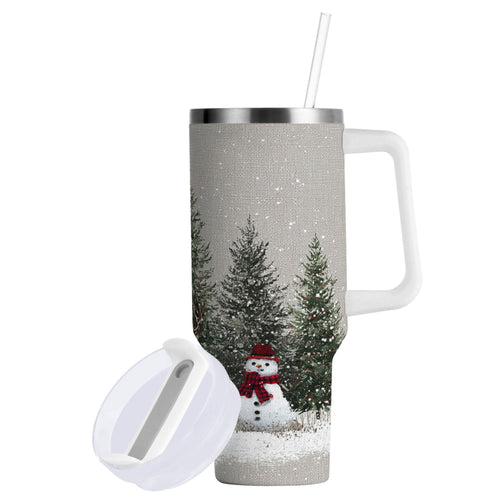 30 oz Insulated Stainless Steel Tumbler Double Wall Stainless Steel Tumbler with 2-Way Drinking Christmas Deer and Snowmen Edition-AZCK