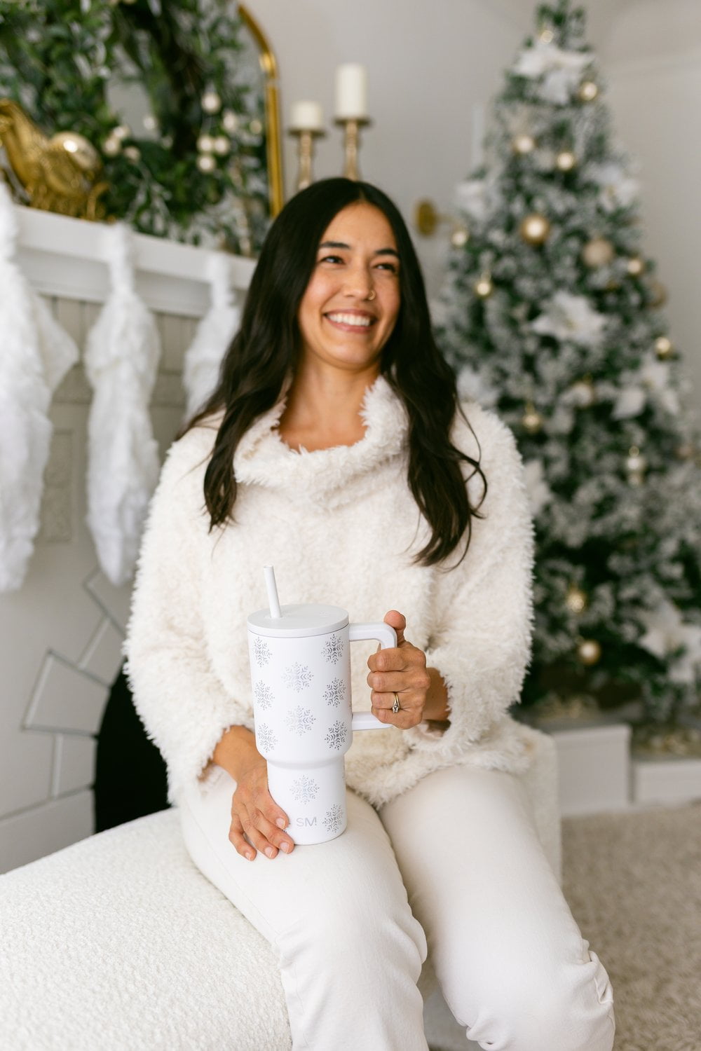 Simple Modern 30 fl oz Insulated Stainless Steel Trek Tumbler with Straw Lid | Seaglass Sage and Cream Checkmate Edition-16A6