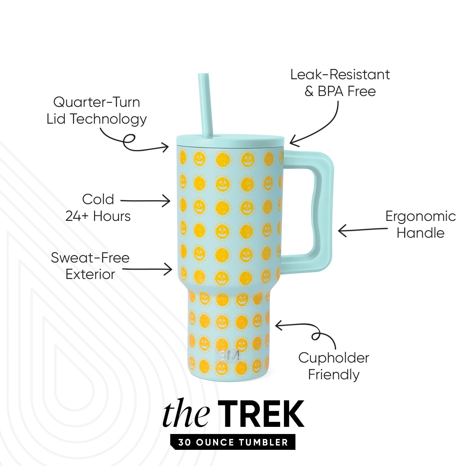 Simple Modern 30 fl oz Insulated Stainless Steel Trek Tumbler with Straw Lid | Seaglass Sage and Cream Checkmate Edition-16A6