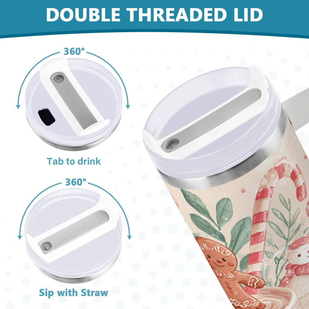 30 oz Insulated Stainless Steel Tumbler Double Wall Stainless Steel Tumbler with 2-Way Drinking Cute Christmas Design Edition-MQZW