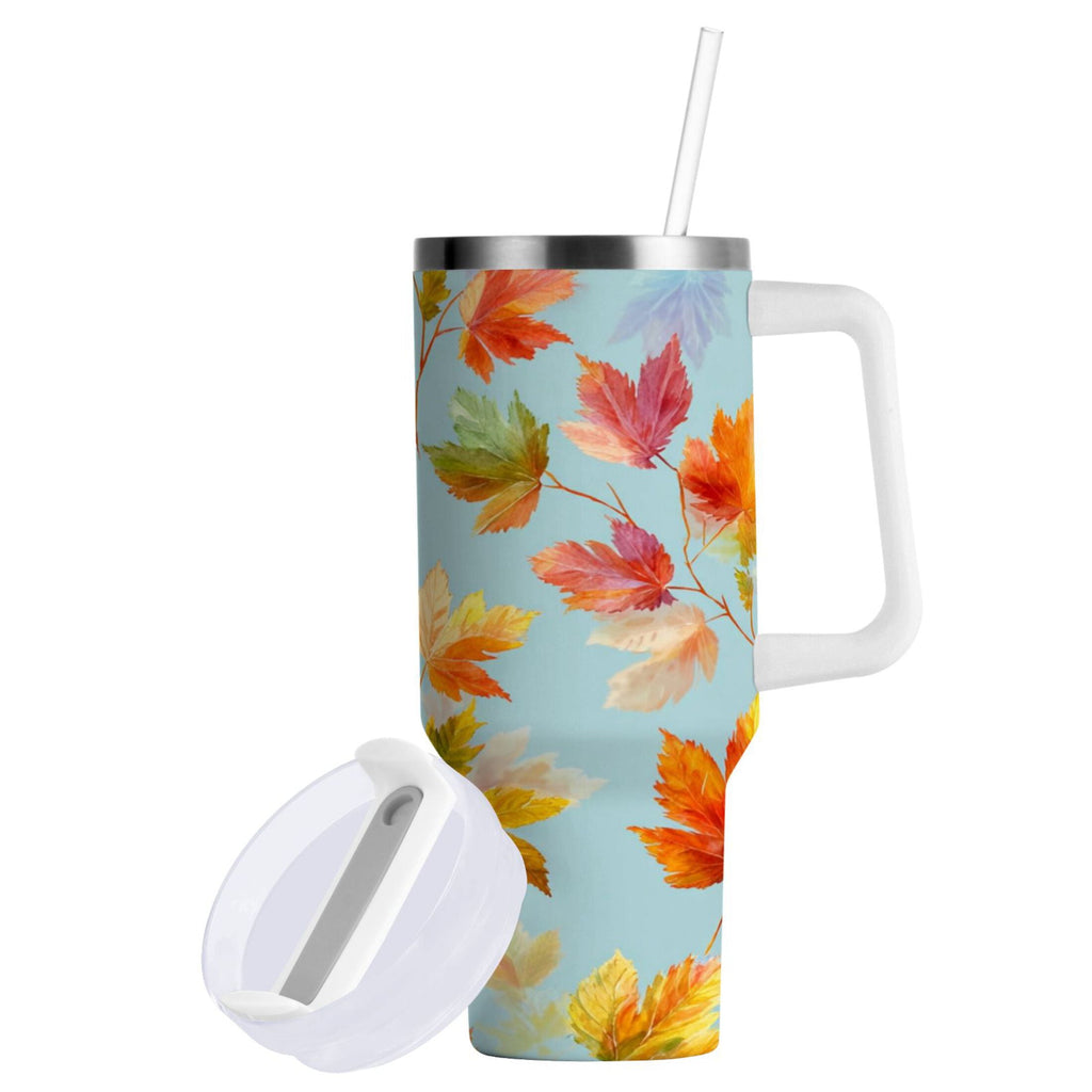 30 oz Insulated Stainless Steel Tumbler Double Wall Stainless Steel Tumbler with 2-Way Drinking Colorful Autumn Maple Leaves Edition-IL2W