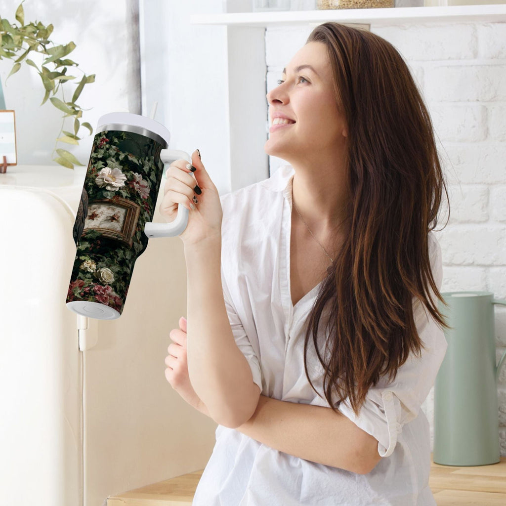 30 oz Insulated Stainless Steel Tumbler Double Wall Stainless Steel Tumbler with 2-Way Drinking Wreath and Bald Eagle Edition-S4FC