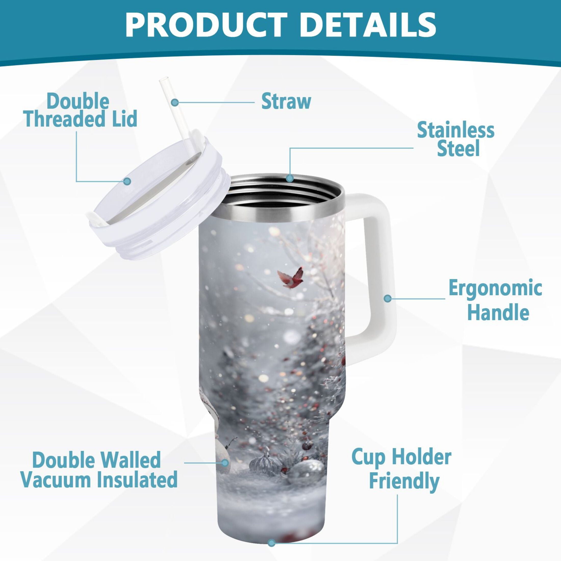30 oz Insulated Stainless Steel Tumbler Double Wall Stainless Steel Tumbler with 2-Way Drinking Snowy Winter Landscape Edition-2UTZ