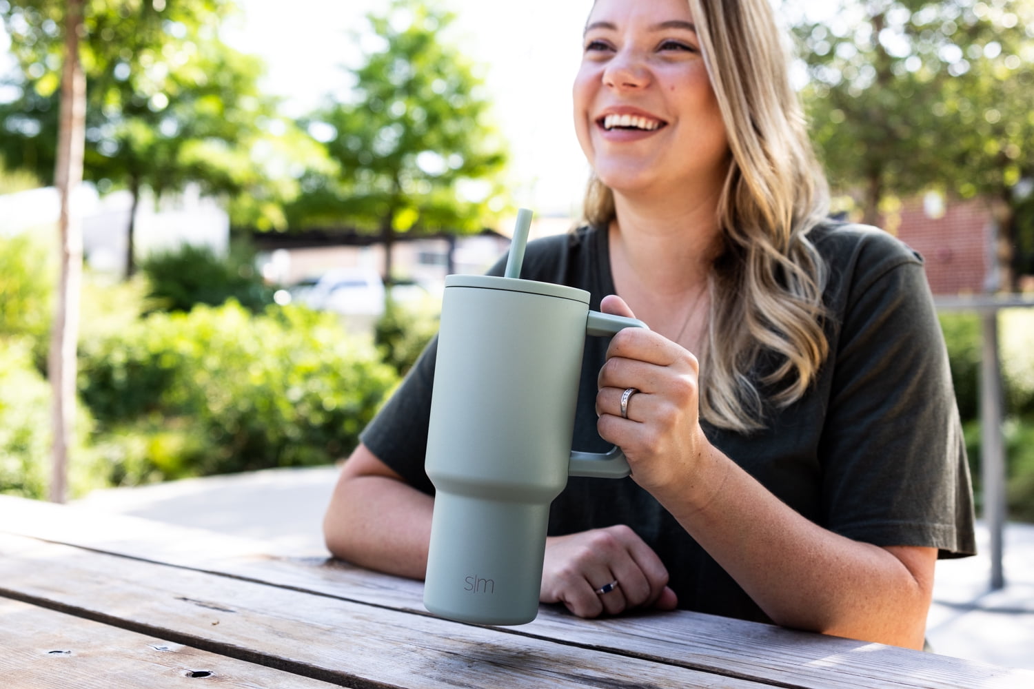 Simple Modern 30 fl oz Insulated Stainless Steel Trek Tumbler with Straw Lid | Seaglass Sage and Cream Checkmate Edition-16A6
