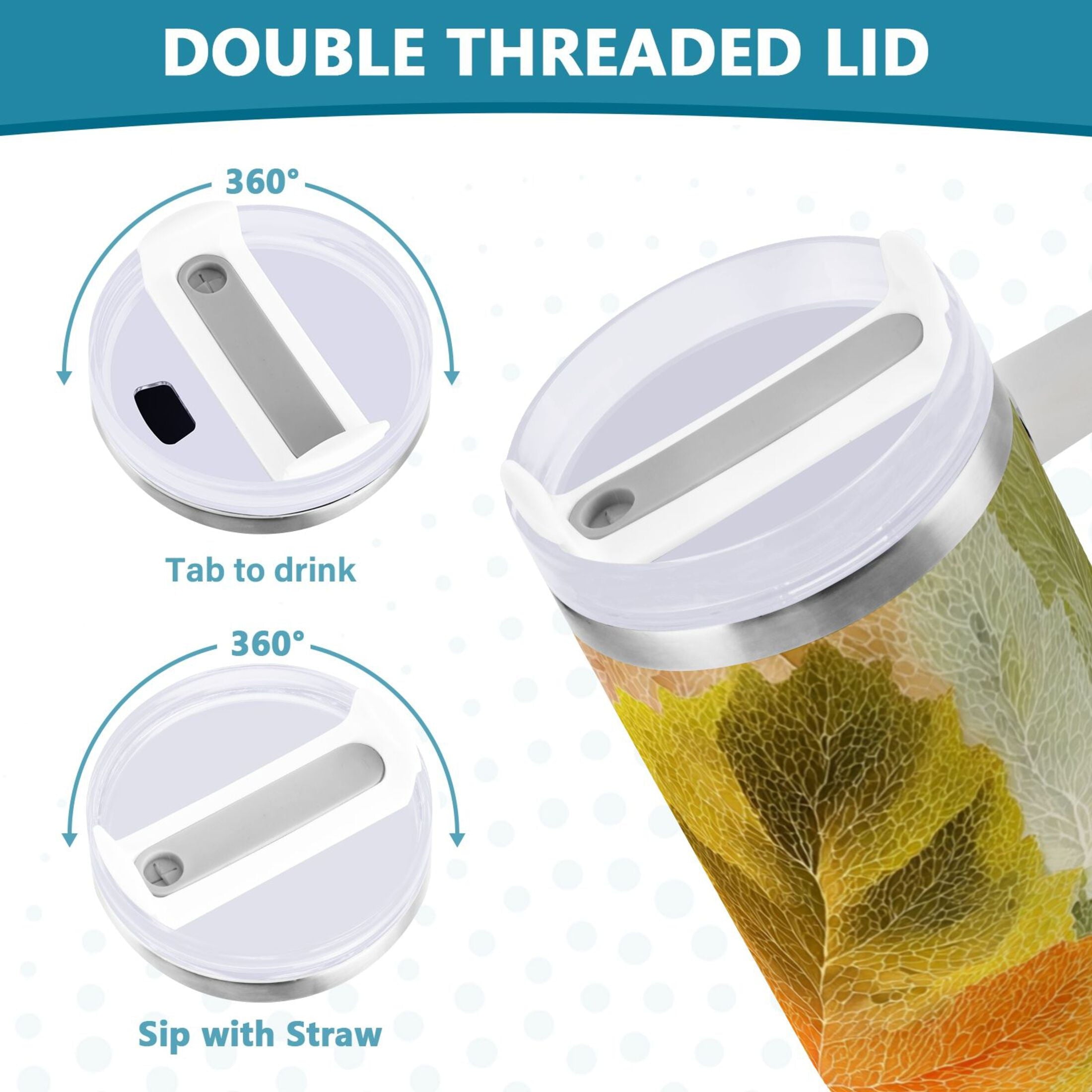 30 oz Insulated Stainless Steel Tumbler Double Wall Stainless Steel Tumbler with 2-Way Drinking Various Shades Autumn Leaves Edition-3NYS