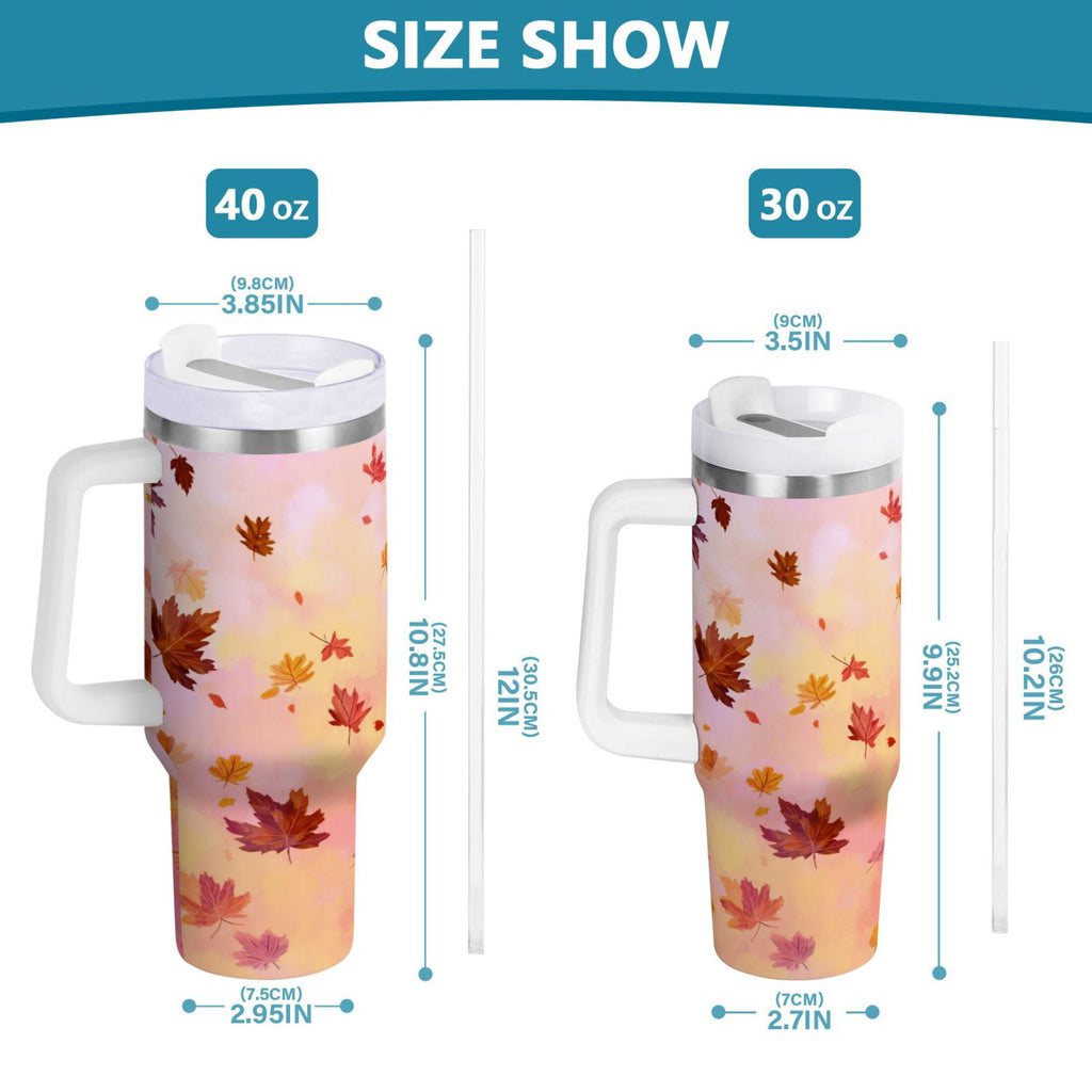 30 oz Insulated Stainless Steel Tumbler Double Wall Stainless Steel Tumbler with 2-Way Drinking Autumn Leaves Falling Edition-3B1D