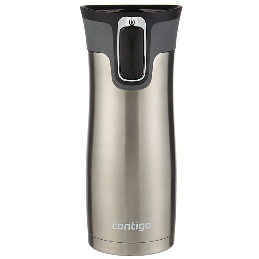 Contigo AUTOSEAL West Loop 2.0 Travel Mug, 16 oz., Stainless Steel with Black Button Edition-XTUM