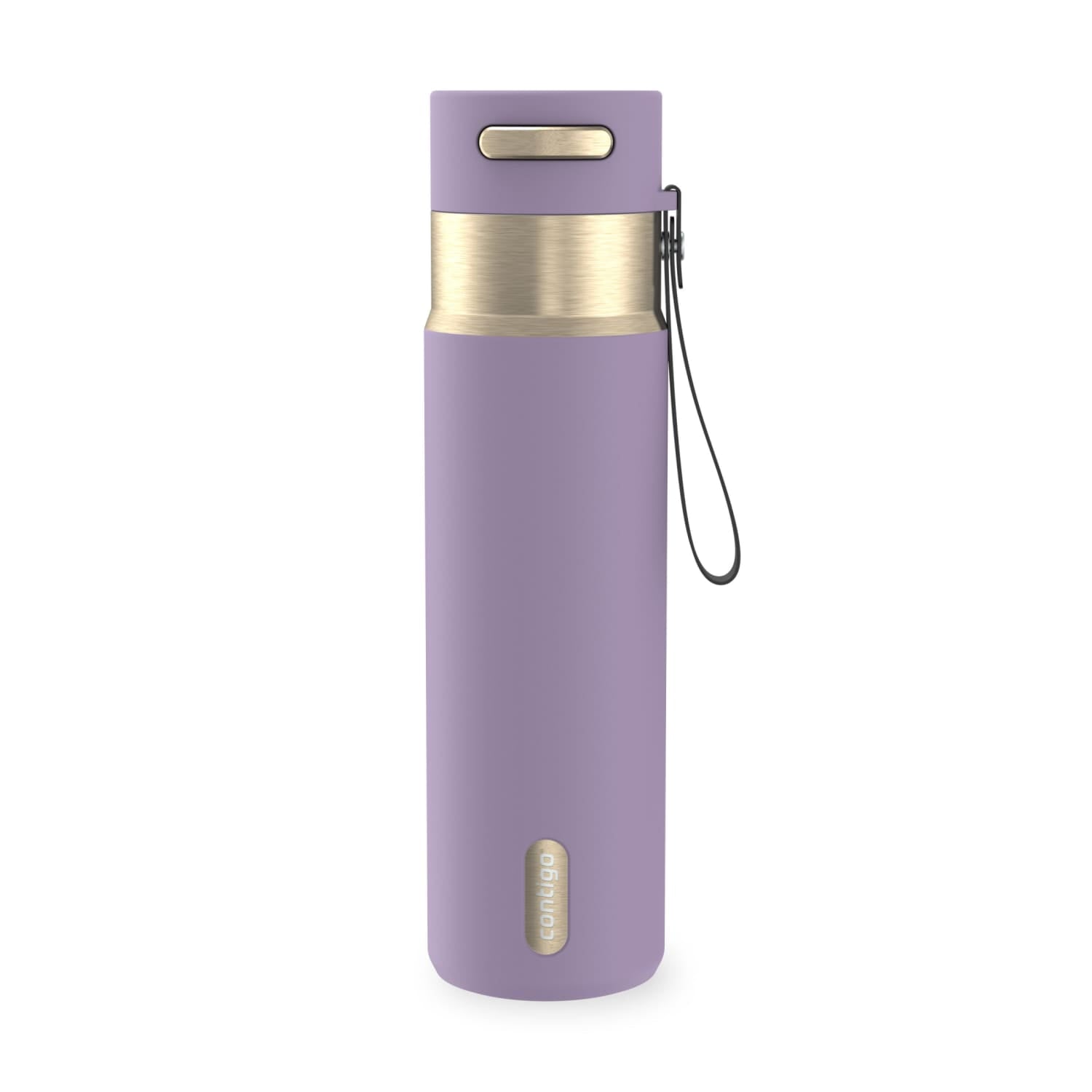 Contigo AutoSeal Leakproof Stainless Steel Reusable Water Bottle Tumbler with Carrying Strap, Cream/Champagne, 24 oz Edition-EMYX
