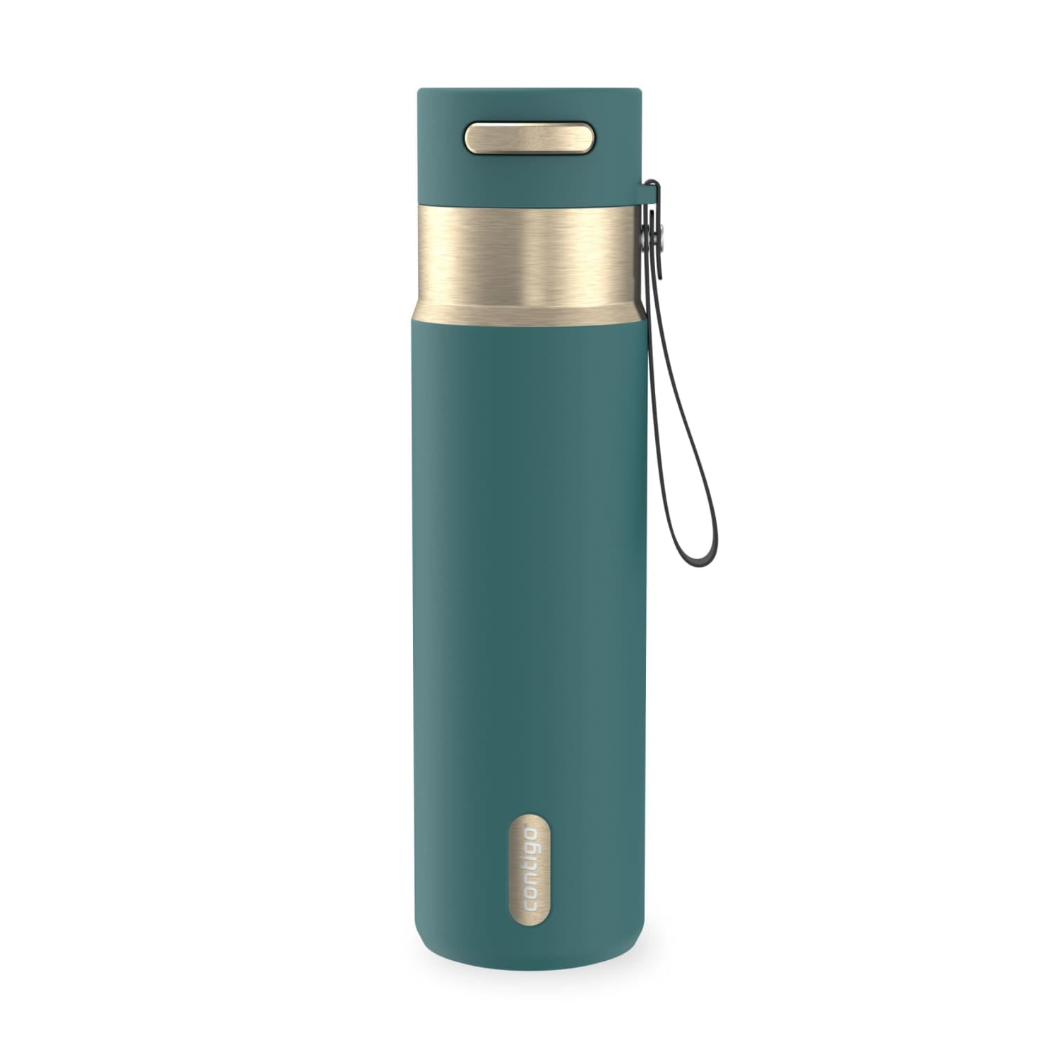 Contigo AutoSeal Leakproof Stainless Steel Reusable Water Bottle Tumbler with Carrying Strap, Cream/Champagne, 24 oz Edition-EMYX