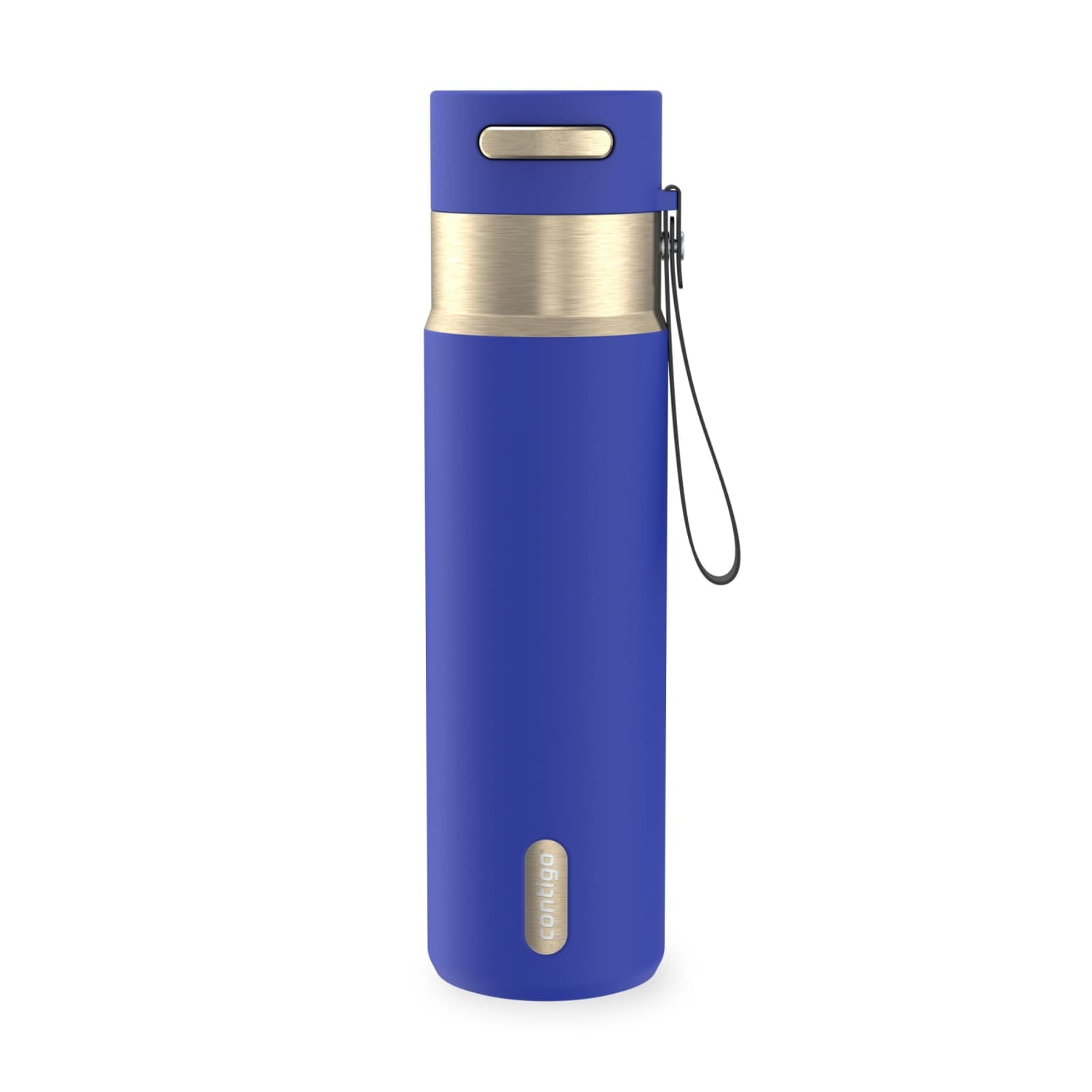 Contigo AutoSeal Leakproof Stainless Steel Reusable Water Bottle Tumbler with Carrying Strap, Cream/Champagne, 24 oz Edition-EMYX