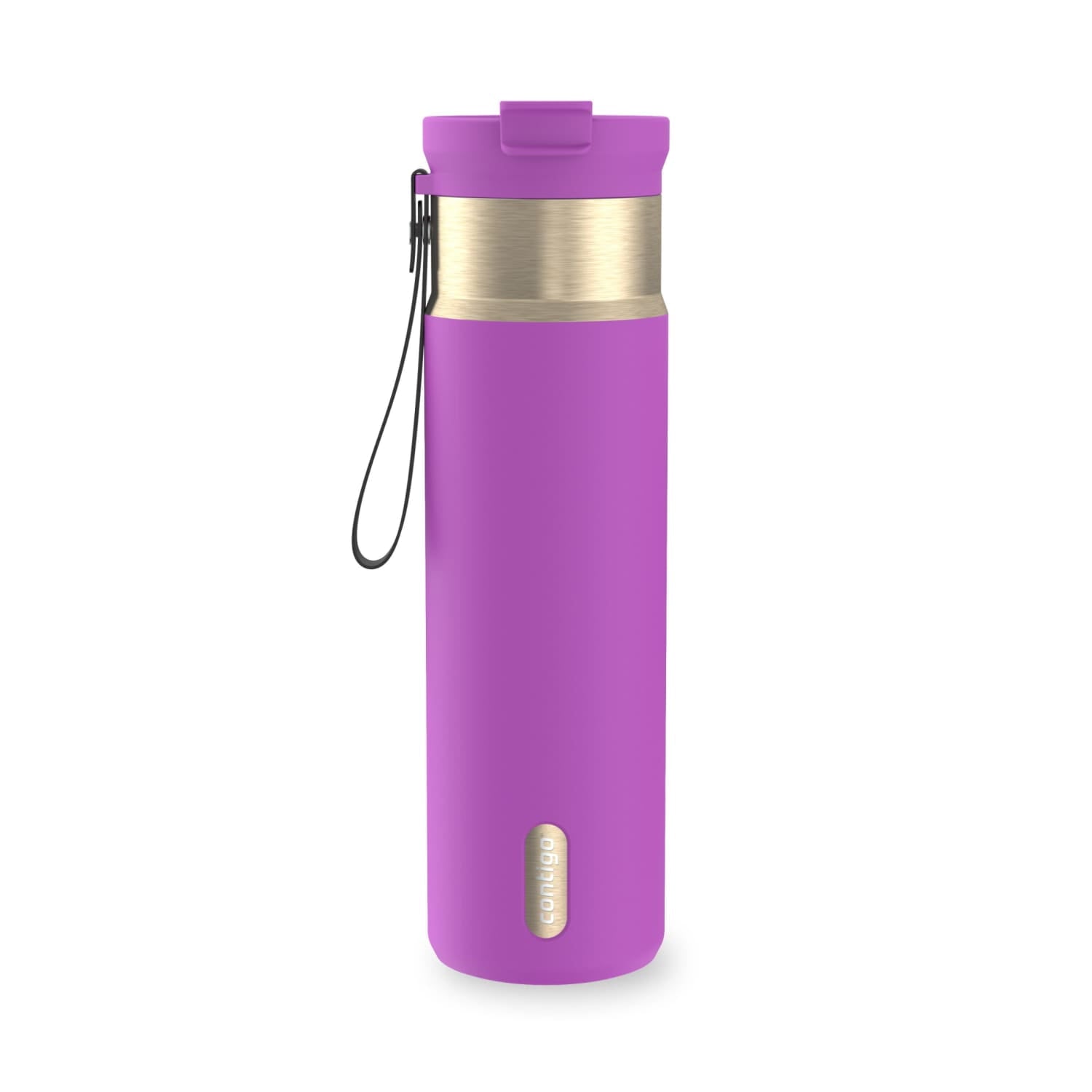 Contigo DualSip Leakproof Stainless Steel Reusable Water Bottle Tumbler with Carrying Strap, Cream/Champagne, 24 oz Edition-4GQQ