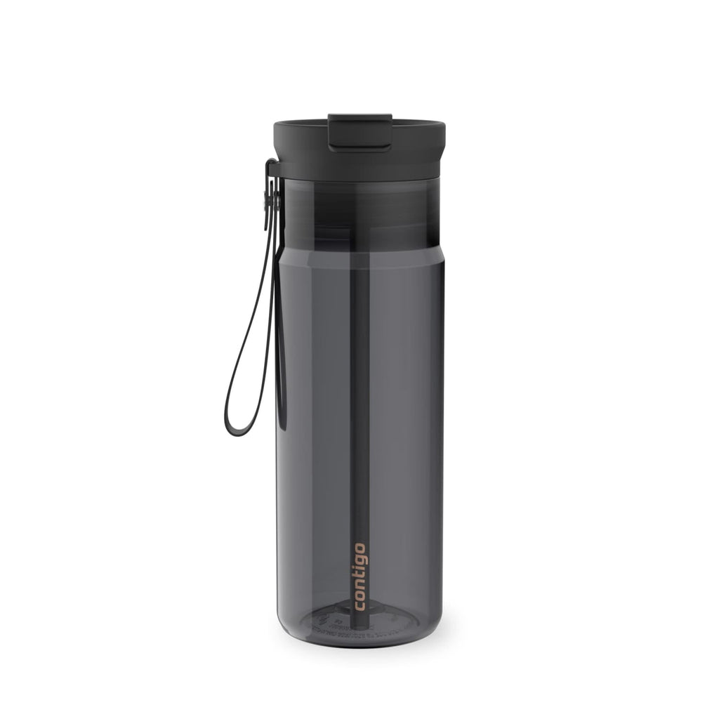 Contigo DualSip Leakproof Plastic Reusable Water Bottle with Carrying Strap, Black/Clear, 24 oz Edition-V5CW
