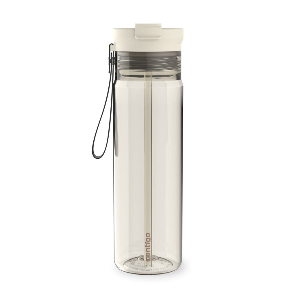 Contigo DualSip Leakproof Plastic Reusable Water Bottle with Carrying Strap, Cream/Clear, 28 oz Edition-Z1DG