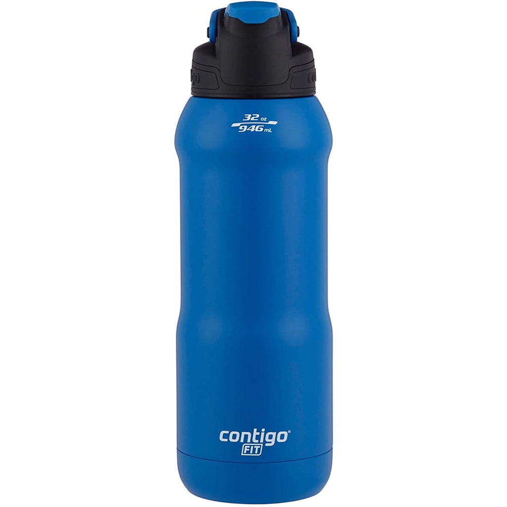 Contigo Fit Stainless Steel AUTOSPOUT Water Bottle with Straw, Blue Amp, 32 fl oz. Edition-DMJ9
