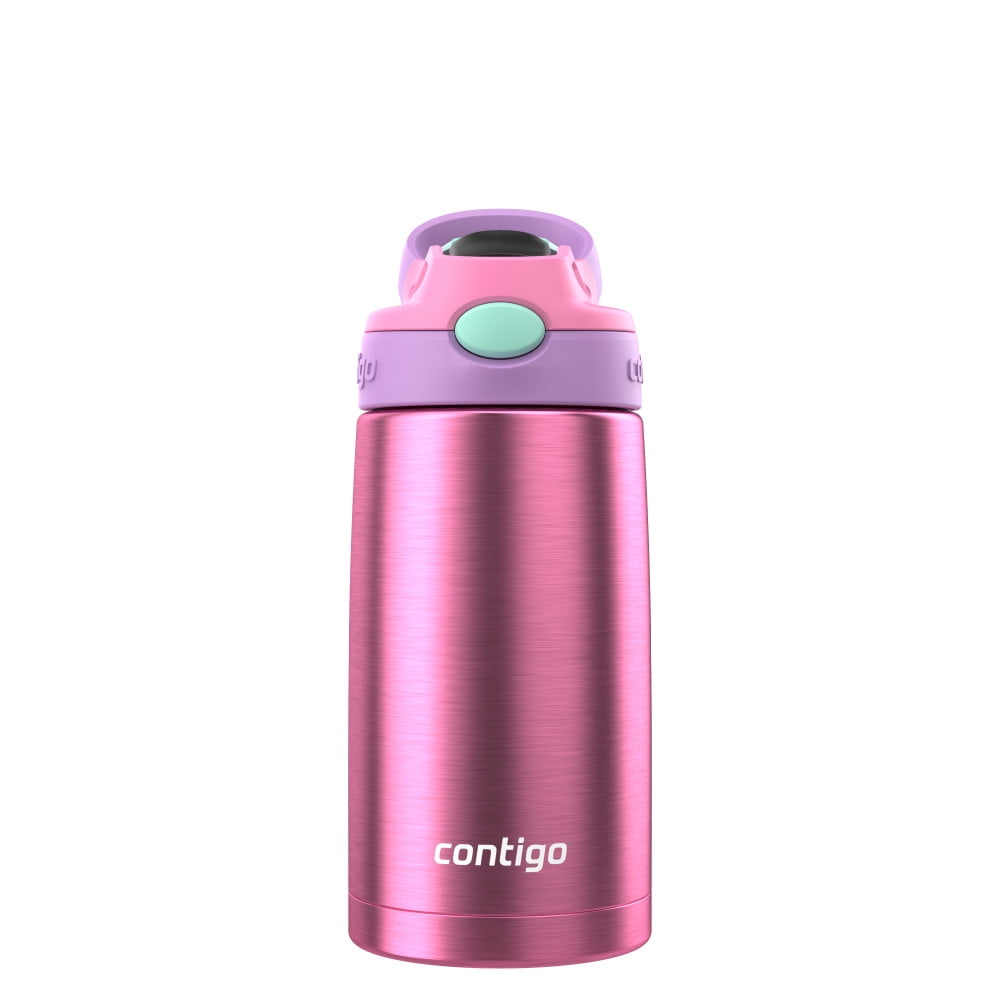 Contigo Kid's 13 oz. AutoSpout Straw Water Bottle - Stainless Steel/Azalea/Pansy Edition-J5CU