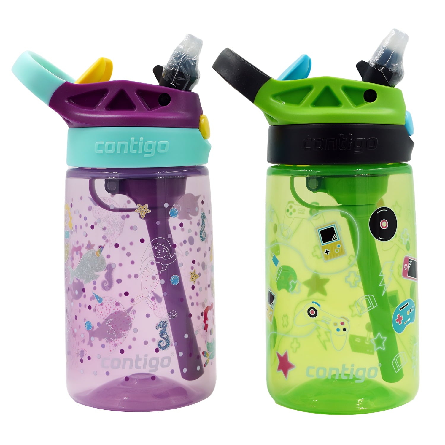 Contigo Kid's 14 oz. Aubrey Water Bottle 2-Pack - Bunnies/Frog Edition-4WRR