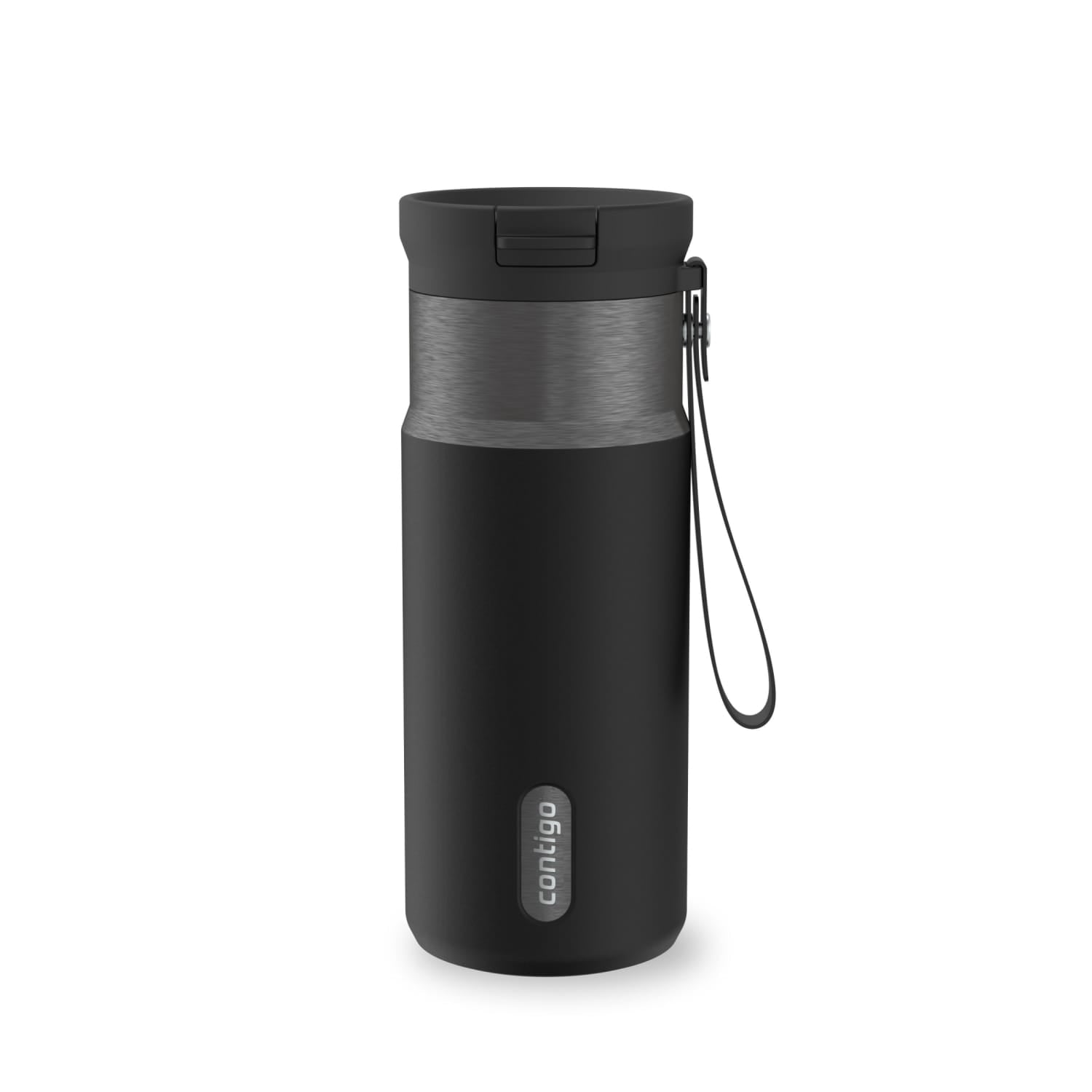 Contigo SnapSeal Leakproof Stainless Steel Reusable Water Bottle with Carrying Strap, Black/Bronze, 16 oz Edition-8P48