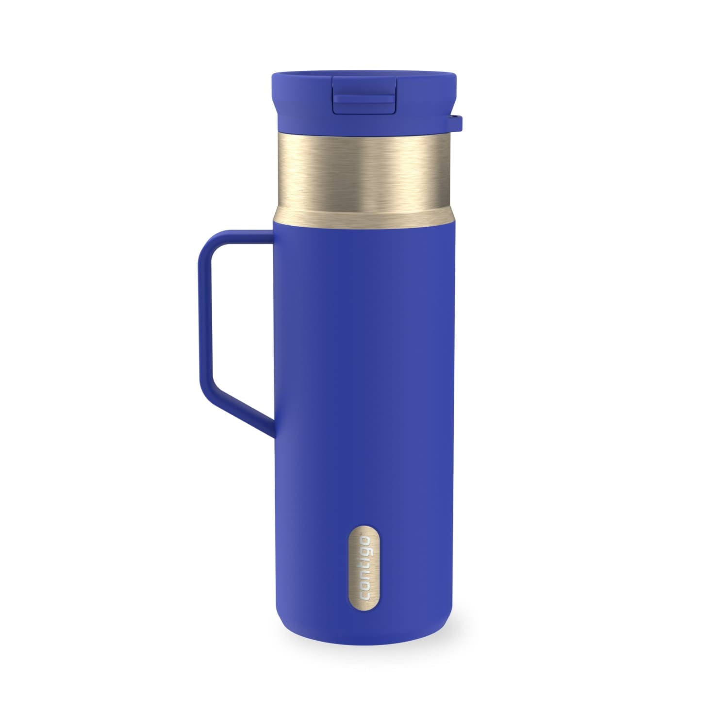 Contigo SnapSeal Leakproof Stainless Steel Reusable Water Bottle Tumbler with Side Handle, Dark Blue/Bronze, 20 oz Edition-GPFZ