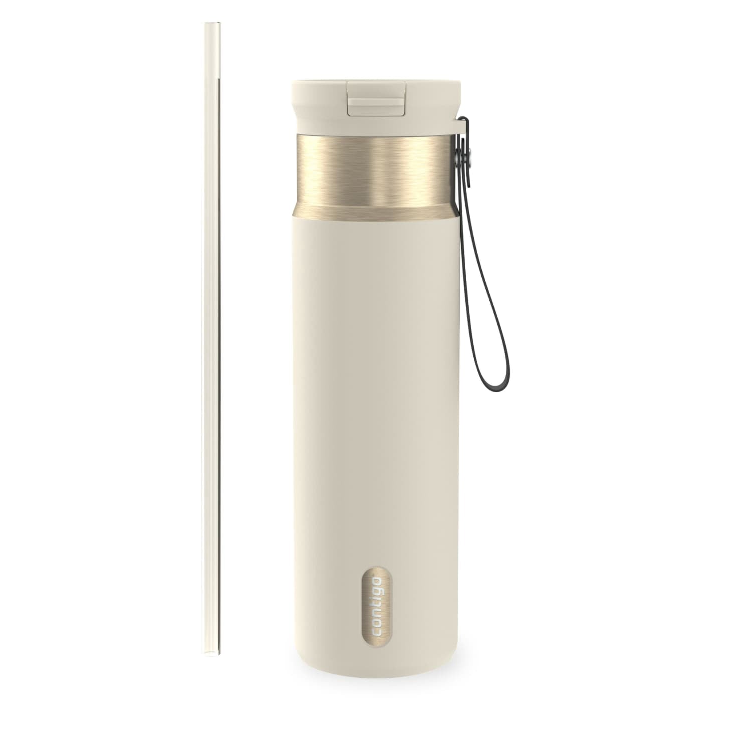 Contigo SnapSeal Leakproof Stainless Steel Reusable Water Bottle with Carrying Strap, Dark Blue/Bronze, 24 oz Edition-3OEQ