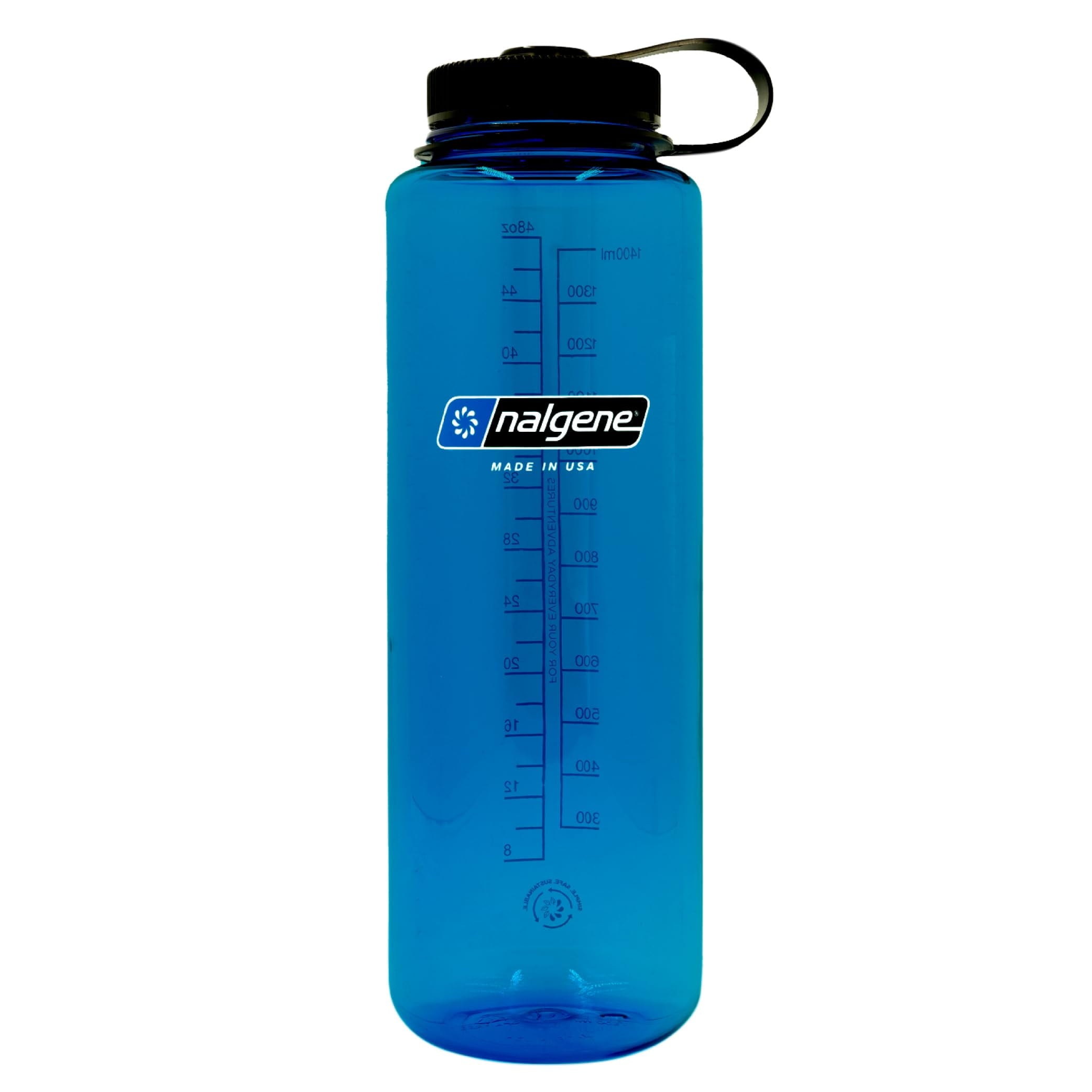 Nalgene Sustain Tritan BPA-Free Water Bottle Made with Material Derived from 50% Plastic Waste (using ISCC certified mass balance), 48 OZ, Wide Mouth, Blue Edition-ZS00