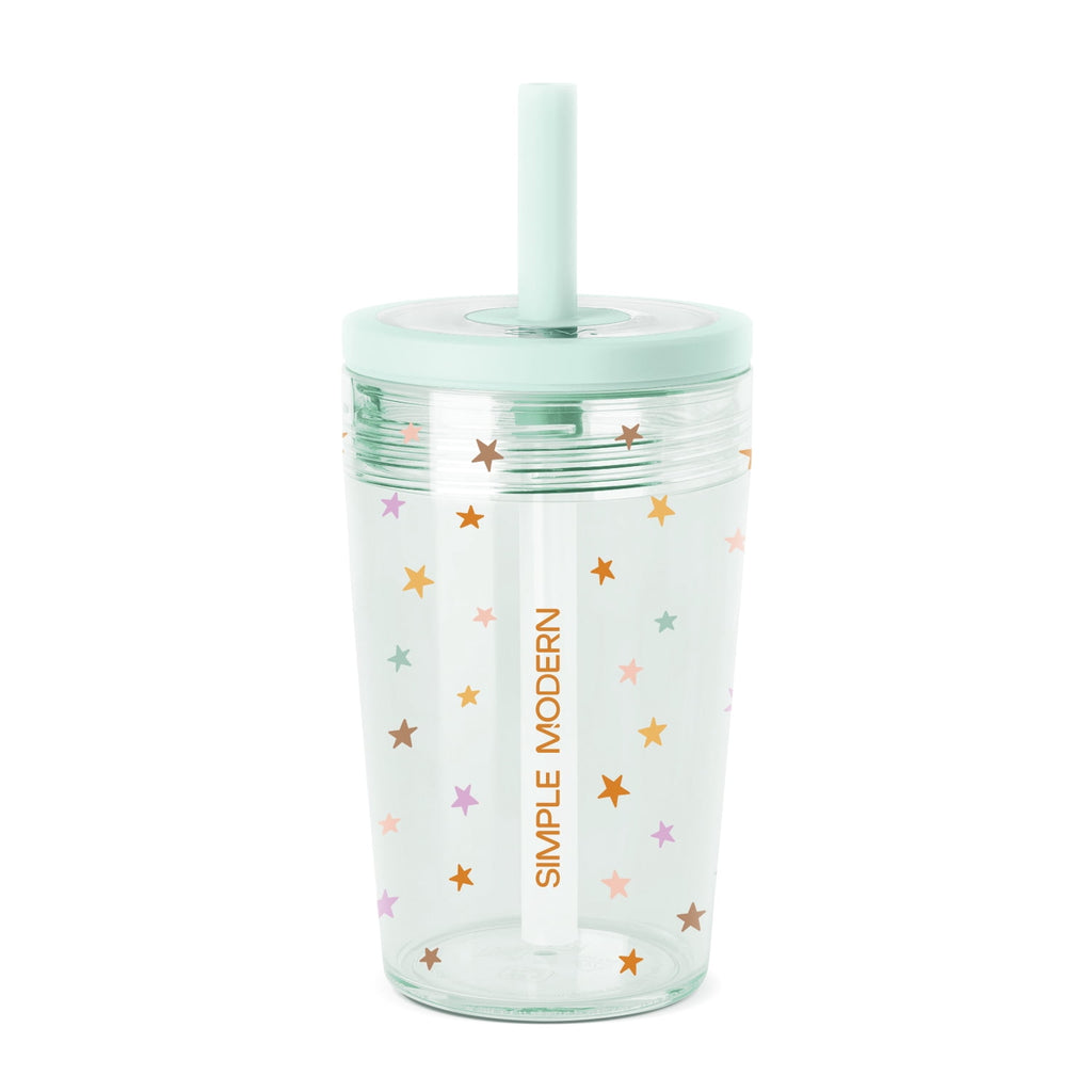 Simple Modern 12 fl oz Tritan Plastic Junior Tumbler with Silicone Straw Lid for Toddlers | Stars Edition-DFAW