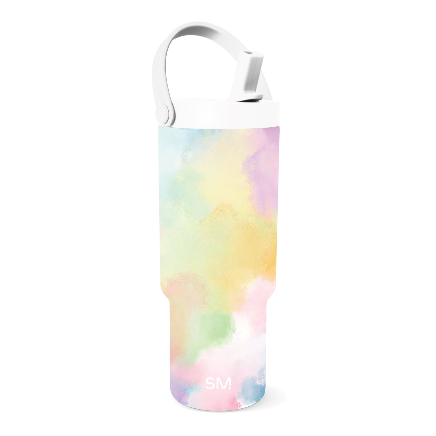 Simple Modern 24 fl oz Insulated Stainless Steel Trek Pivot Tumbler with Straw Lid and Top Handle|Cotton Candy Tie Dye Edition-JDNP