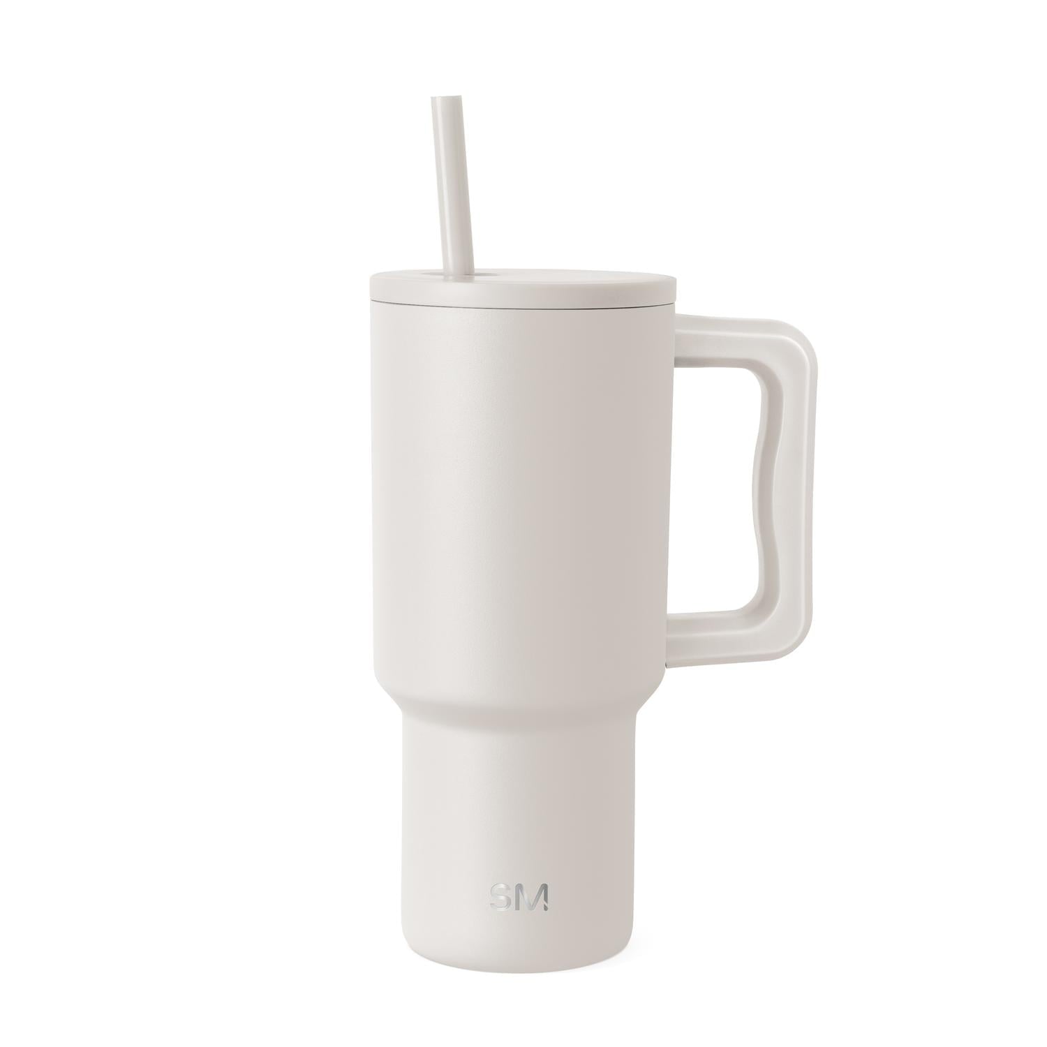 Simple Modern 30 fl oz Insulated Stainless Steel Trek Tumbler with Straw Lid | Seaglass Sage and Cream Checkmate Edition-16A6