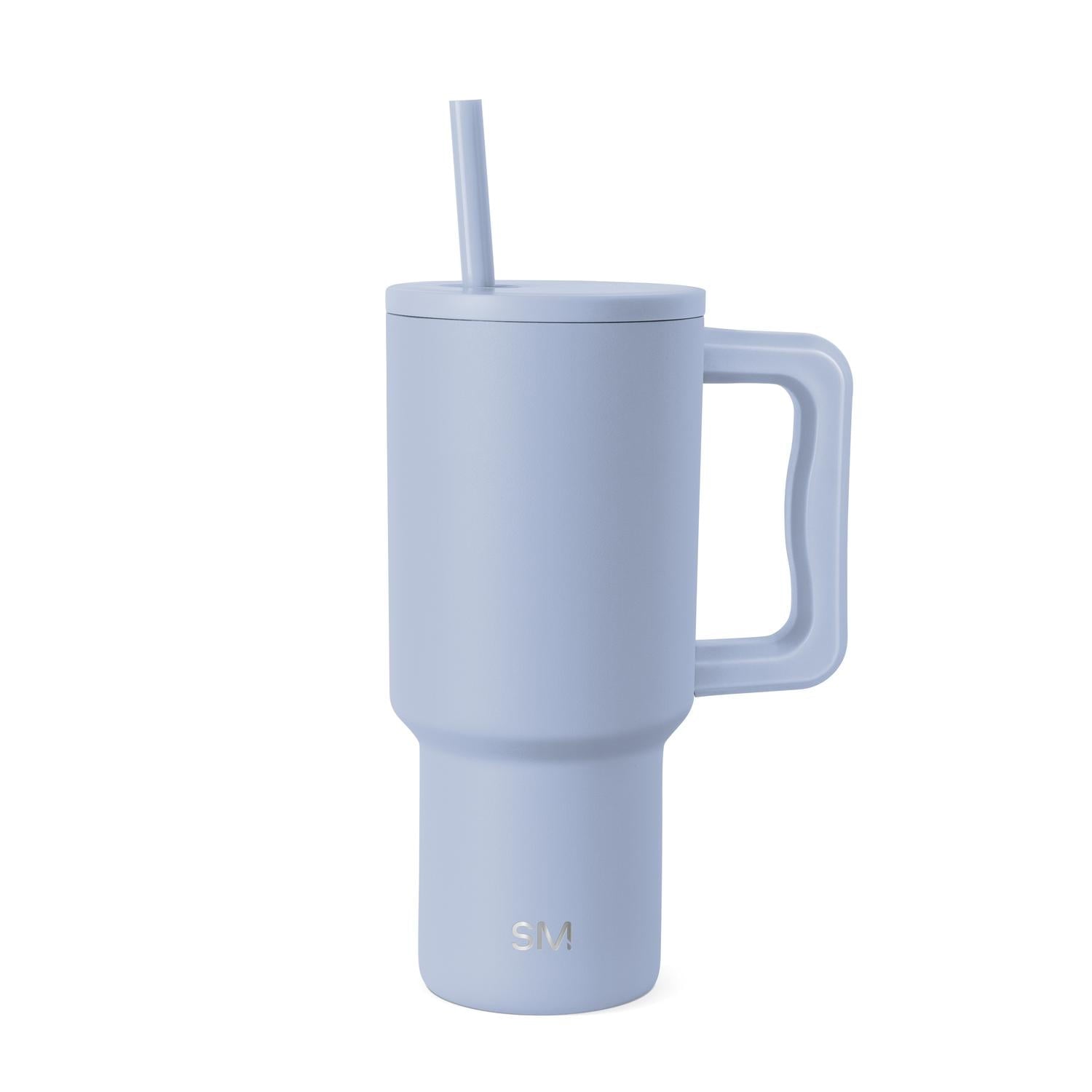 Simple Modern 30 fl oz Insulated Stainless Steel Trek Tumbler with Straw Lid | Seaglass Sage and Cream Checkmate Edition-16A6
