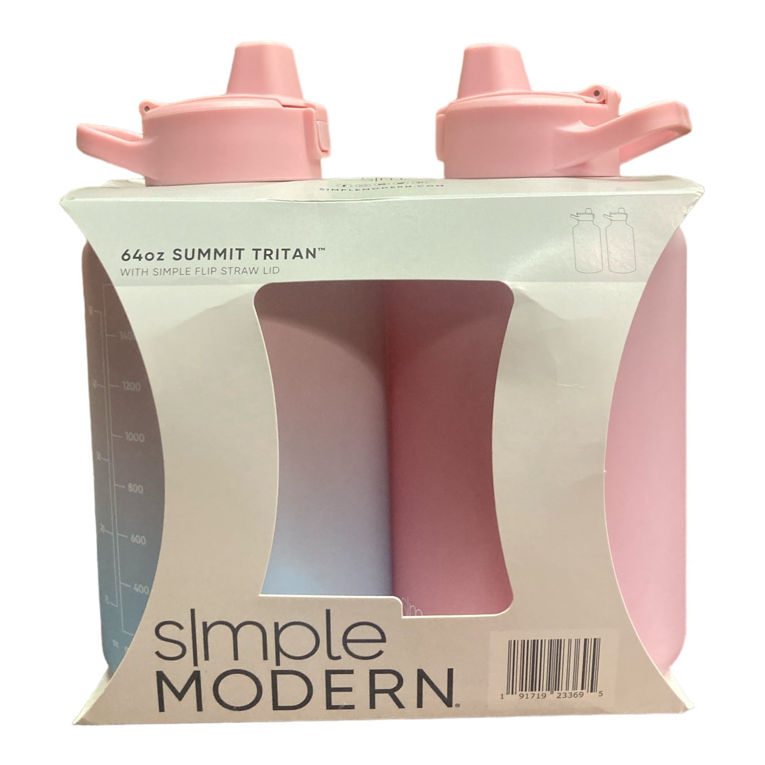 Simple Modern 64-oz Tritan Plastic Summit With Simple Flip Straw Lid 2 Pack (Sweet Taffy and Blush) Edition-SHH0