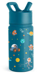 Simple Modern Blippi Kids Water Bottle with Straw Lid | Insulated Stainless Steel Reusable Tumbler for Toddlers, Girls | Summit Collection | 14oz, Blippi Space Edition-NR5U