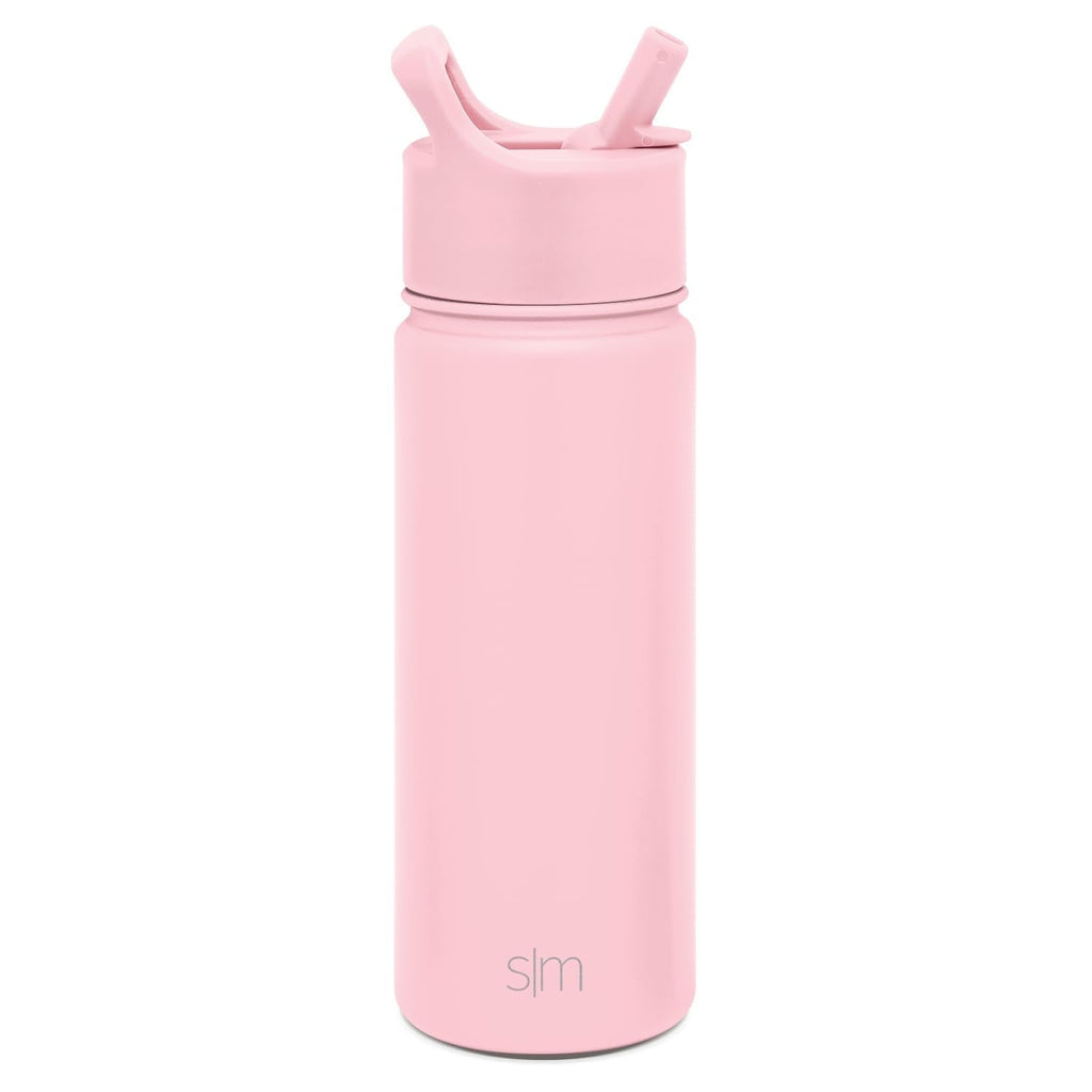 Simple Modern Kids Water Bottle with Straw Lid Vacuum Insulated Stainless Steel Metal Thermos Bottles | Reusable Leak Proof BPA-Free Flask for School | Summit Collection | 18oz, Blush -Blush Edition-KXQN