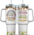 Tumbler 40 Oz With Handle Lid And Straw, Nurse Gifts, Black Camo White Engraved Print Travel Nurses Tumblers Handle Funny Cups Nursing For, Great Nurse Rainbow Daisy Flower Edition-CQH4
