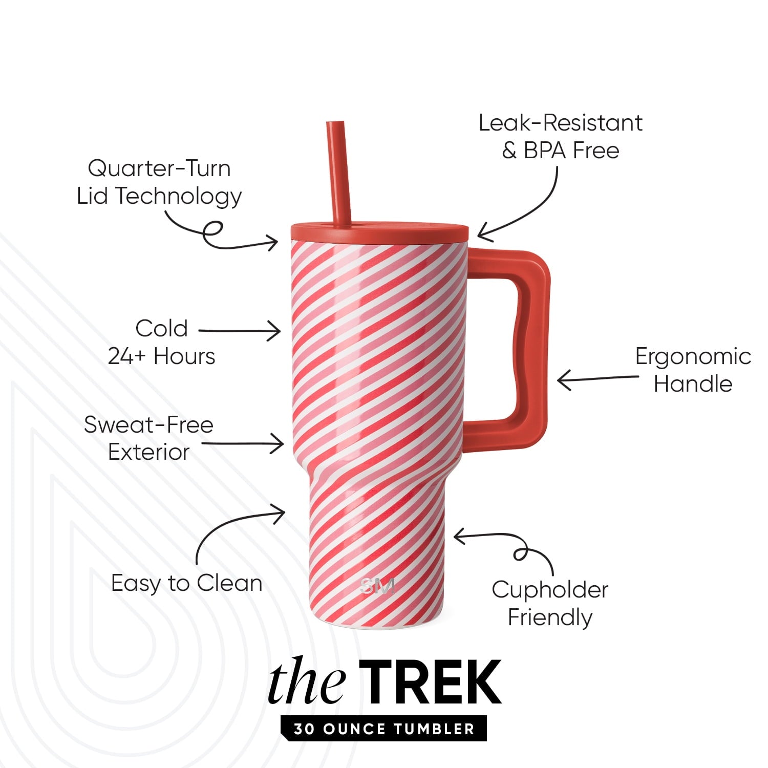 Simple Modern 30 fl oz Insulated Stainless Steel Trek Tumbler with Straw Lid | Seaglass Sage and Cream Checkmate Edition-16A6