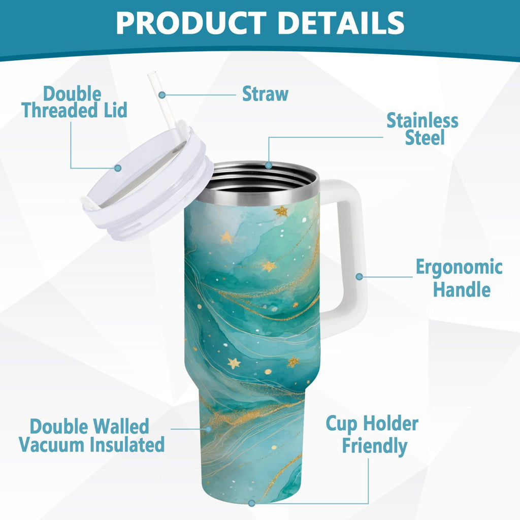40 oz Insulated Stainless Steel Tumbler Double Wall Stainless Steel Tumbler with 2-Way Drinking Beautiful Watercolor Stars Edition-2WUR
