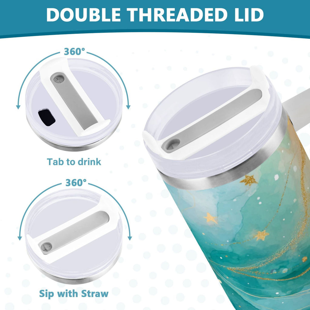 40 oz Insulated Stainless Steel Tumbler Double Wall Stainless Steel Tumbler with 2-Way Drinking Beautiful Watercolor Stars Edition-2WUR