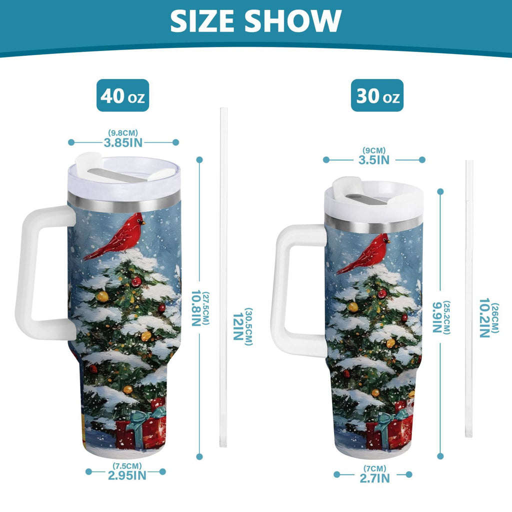 30 oz Insulated Stainless Steel Tumbler Double Wall Stainless Steel Tumbler with 2-Way Drinking Christmas Scene with Snowman Edition-U9HQ